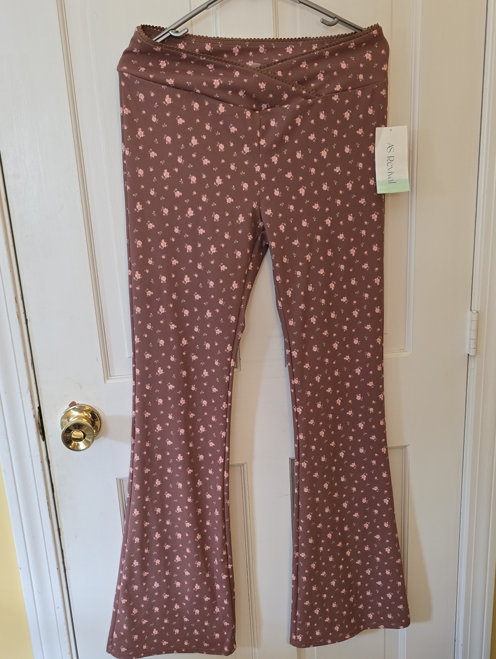 AS Revival Brown Rose Floral Flared Leggings